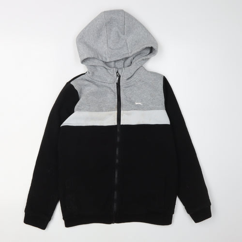 Slazenger Boys Colourblock Hoodie Grey Black 11-12 Years