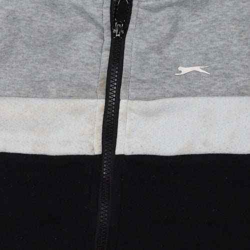 Slazenger Boys Colourblock Hoodie Grey Black 11-12 Years