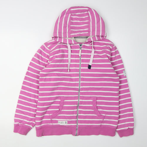Lazy Jacks Womens Pink Striped Full Zip Hoodie L