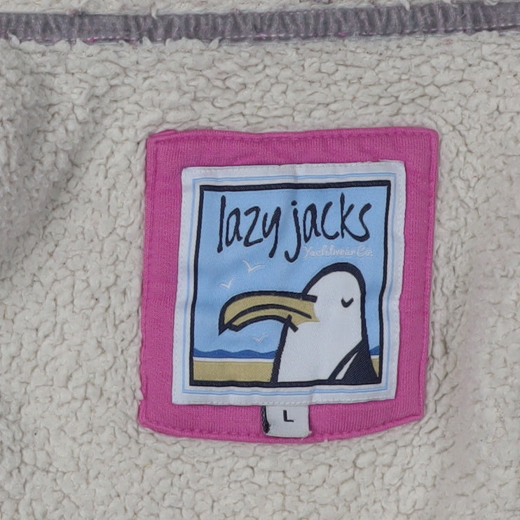 Lazy Jacks Womens Pink Striped Full Zip Hoodie L