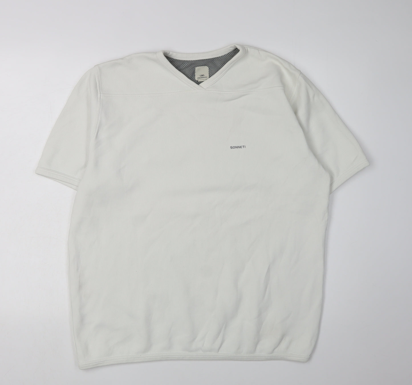 Sonneti Men's White V-Neck T-Shirt 3XL Nylon Short Sleeve