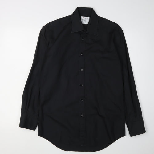 T.M. Lewin Men's Black Slim Fit Dress Shirt 15.5