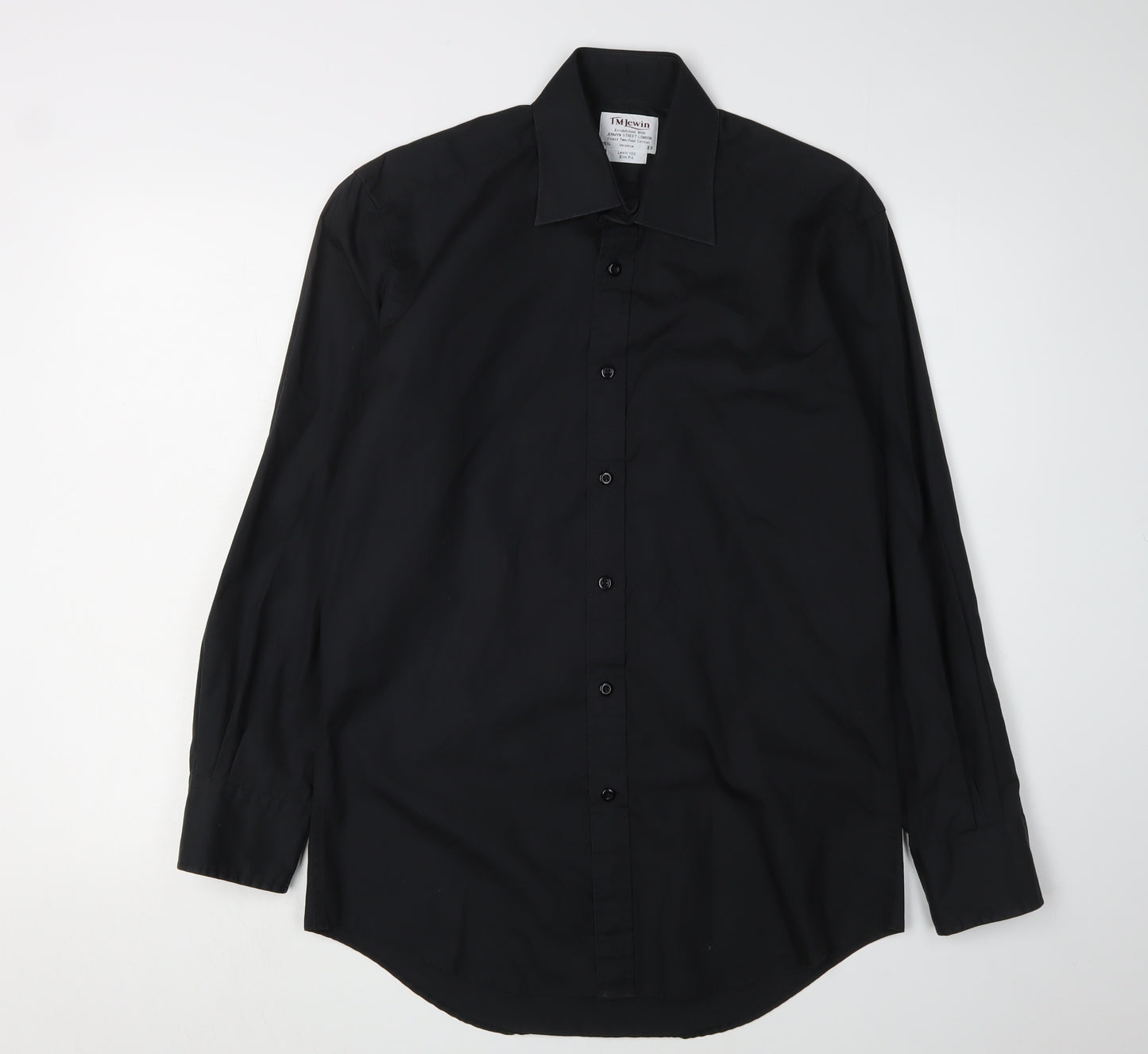 T.M. Lewin Men's Black Slim Fit Dress Shirt 15.5