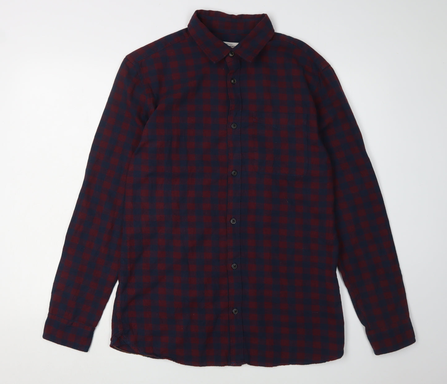 Jack & Jones Men's Blue Check Long Sleeve Shirt L