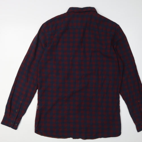 Jack & Jones Men's Blue Check Long Sleeve Shirt L