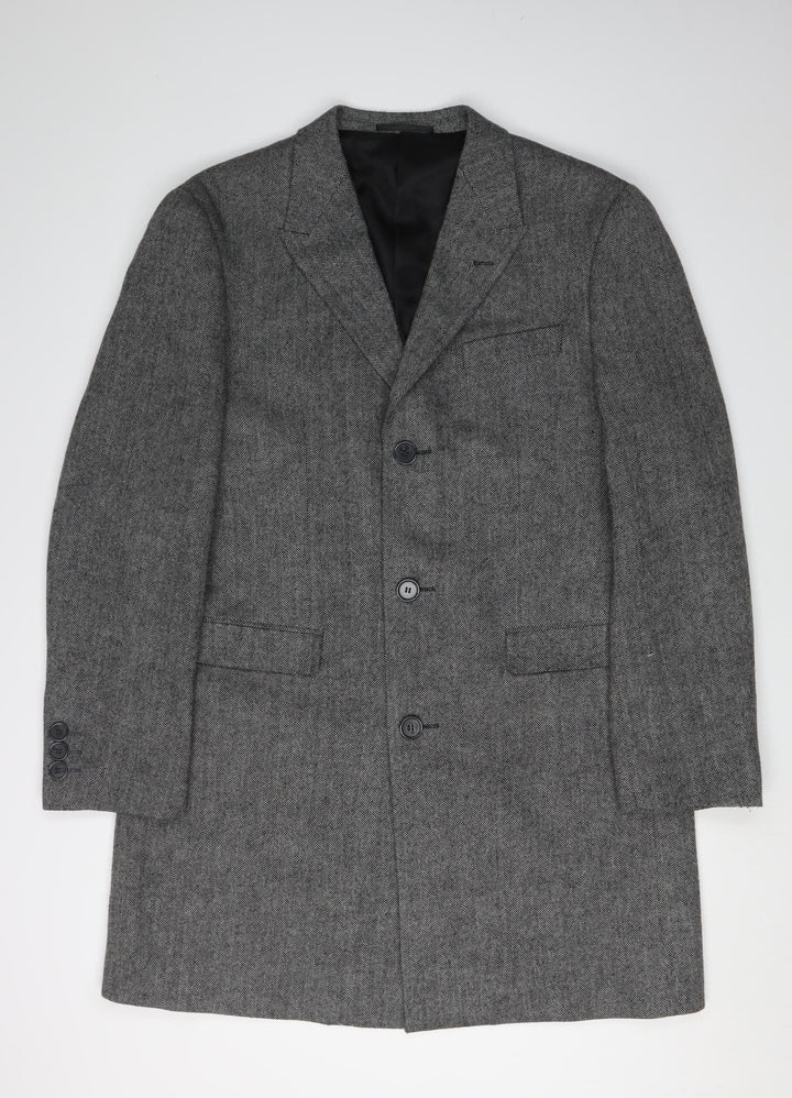 Next Men's Grey Herringbone Blazer, L, Elegant Formal Jacket