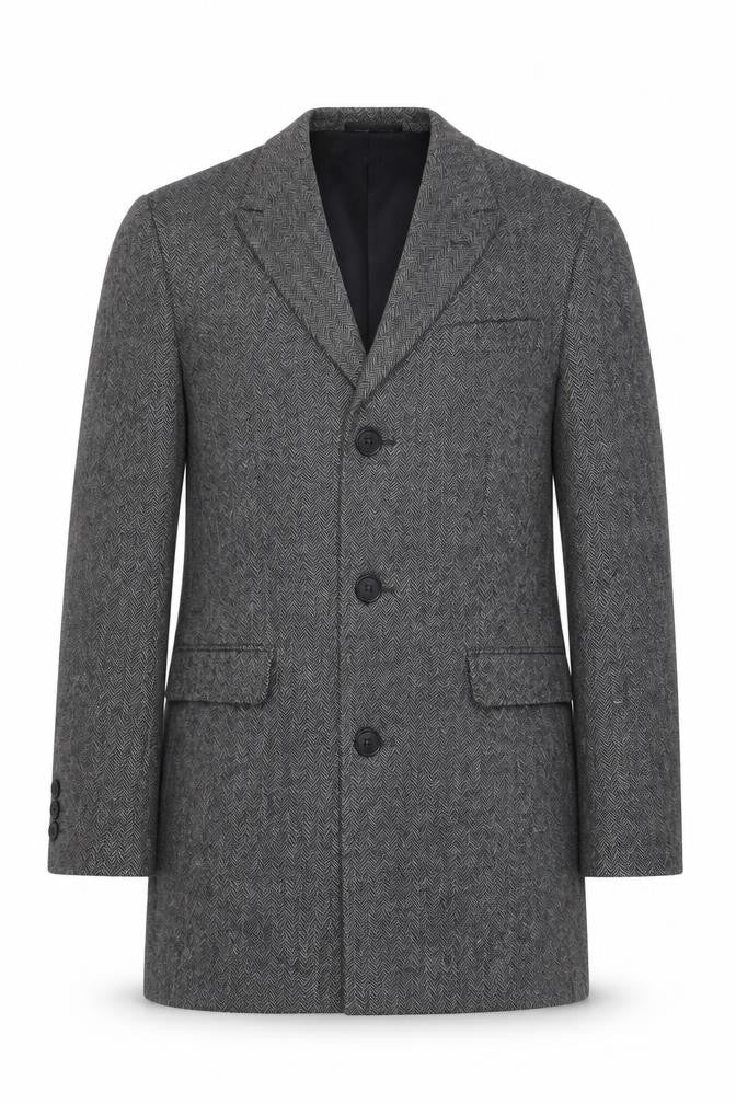 Front view of Next Men's Grey Herringbone Blazer, L, Elegant Formal Jacket