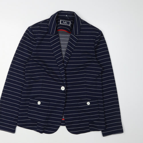 Isle Women's Blue Striped Suit Jacket Size 12