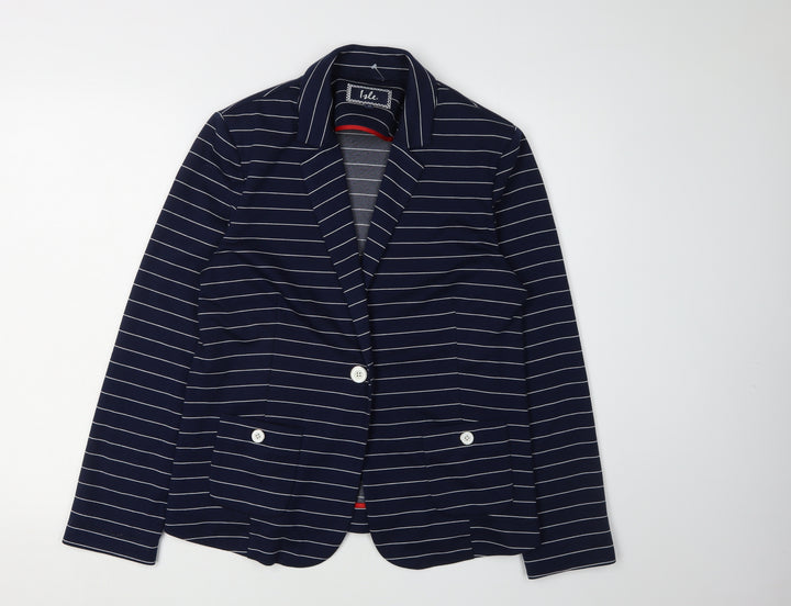 Isle Women's Blue Striped Suit Jacket Size 12