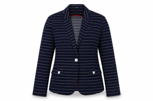 Front view of Isle Women's Blue Striped Suit Jacket, size 12