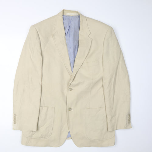 Marks & Spencer Men's Beige Blazer, 42R, Linen Blend