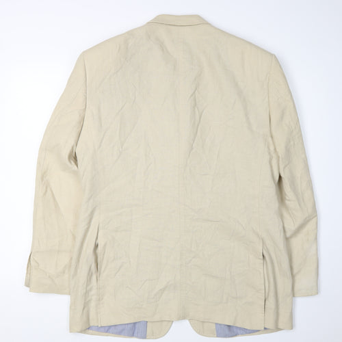 Marks & Spencer Men's Beige Blazer, 42R, Linen Blend