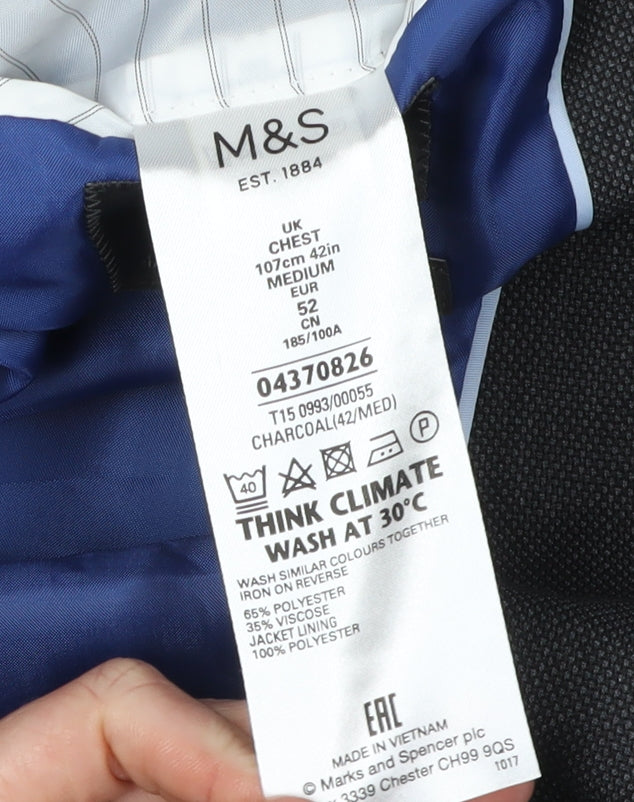 Marks and Spencer Men's Charcoal Blazer, 42R, Formal