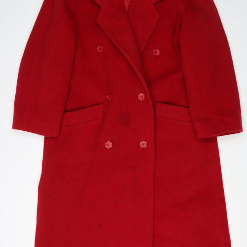 Women's Essentials Red Wool Overcoat - Size 12, Vintage Style