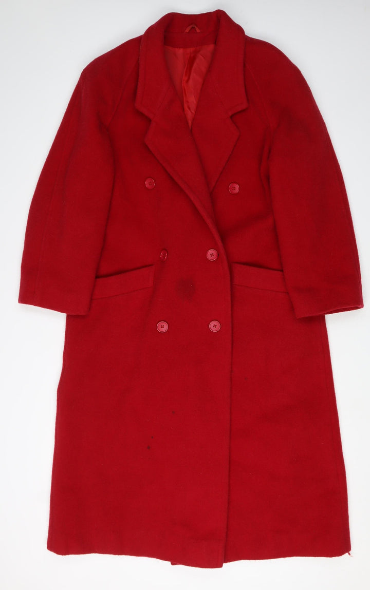 Women's Essentials Red Wool Overcoat - Size 12, Vintage Style
