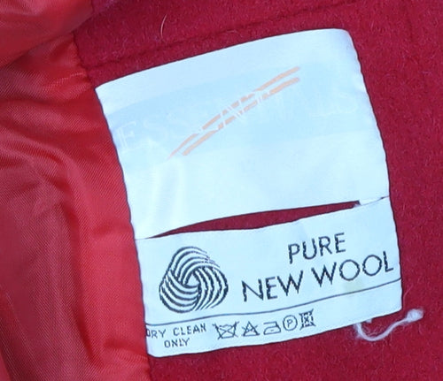 Women's Essentials Red Wool Overcoat - Size 12, Vintage Style