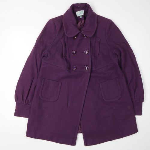 Monsoon Women's Purple Wool Pea Coat Size 16