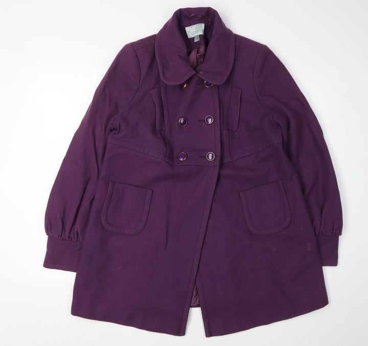 Monsoon Women's Purple Wool Pea Coat Size 16