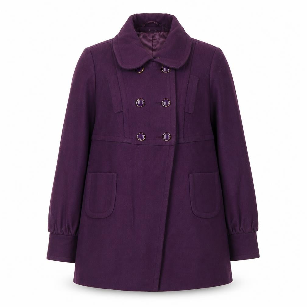 Front view of Monsoon Women's Purple Wool Pea Coat, size 16