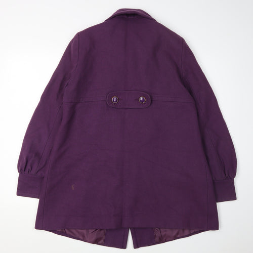 Monsoon Women's Purple Wool Pea Coat Size 16