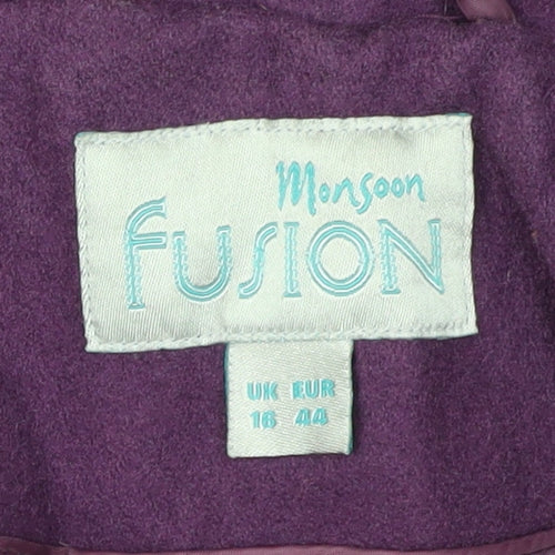 Monsoon Women's Purple Wool Pea Coat Size 16