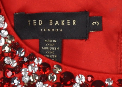 Ted Baker Women's Red Sheath Dress Size 10