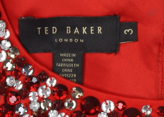 Ted Baker Women's Red Sheath Dress Size 10