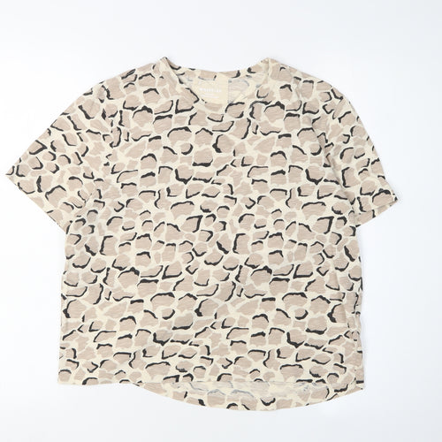 Whistles Women's Beige M T-Shirt with Animal Print