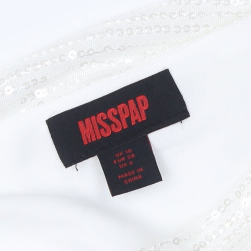 MISSPAP Women's White Bodycon Sequin Dress Size 10