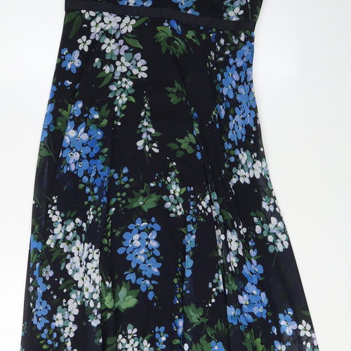 Hobbs Women's Blue Floral A-Line Midi Dress Size 18