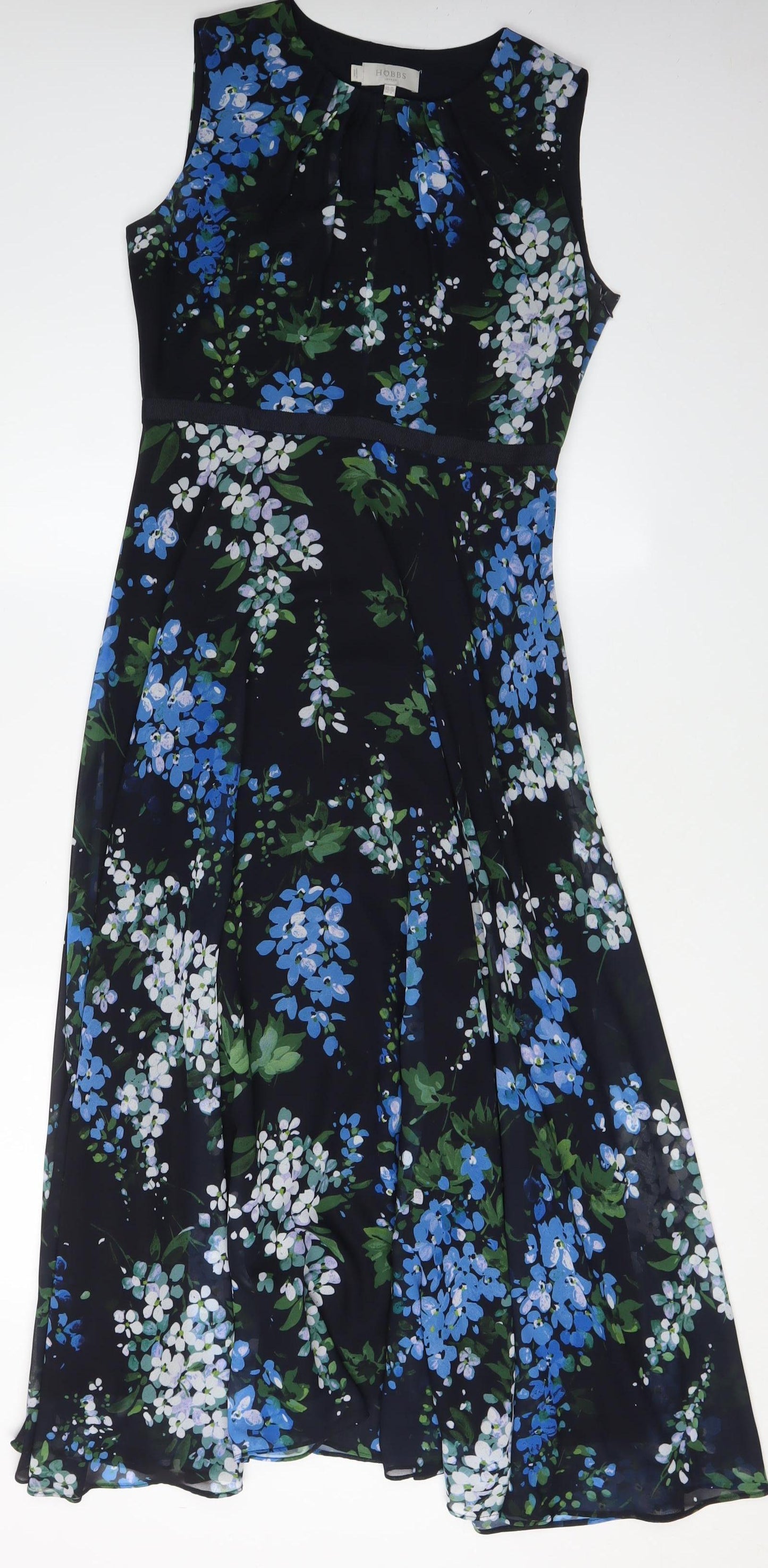 Hobbs Women's Blue Floral A-Line Midi Dress Size 18