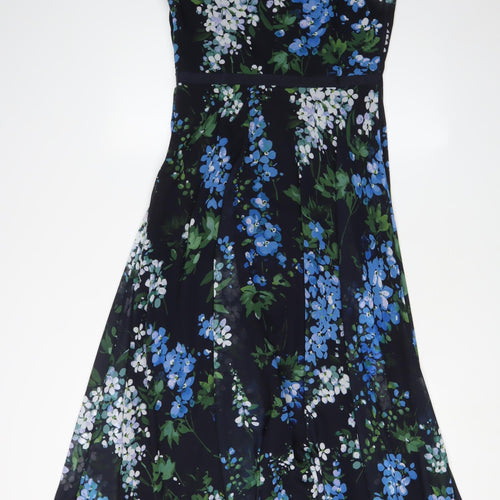 Hobbs Women's Blue Floral A-Line Midi Dress Size 18
