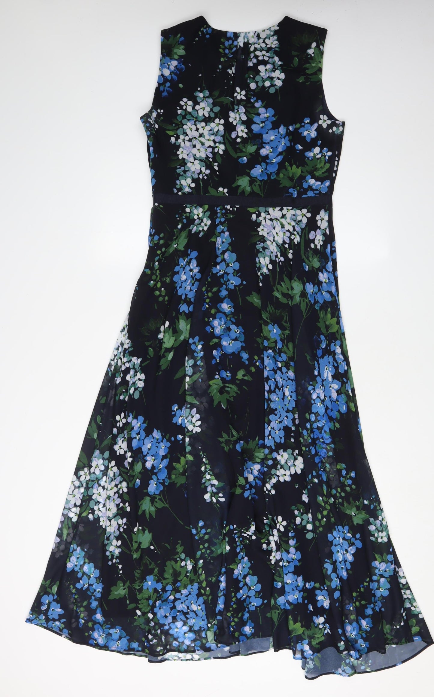 Hobbs Women's Blue Floral A-Line Midi Dress Size 18