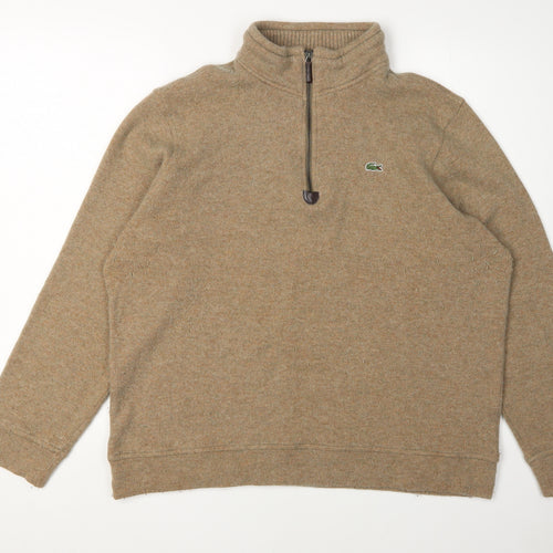 Lacoste Men's Beige XL 1/2 Zip Long Sleeve Jumper