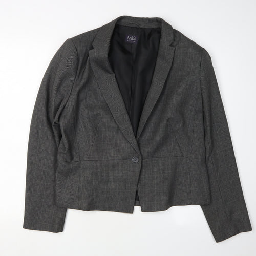 Marks and Spencer Women Grey Check Blazer Size 16