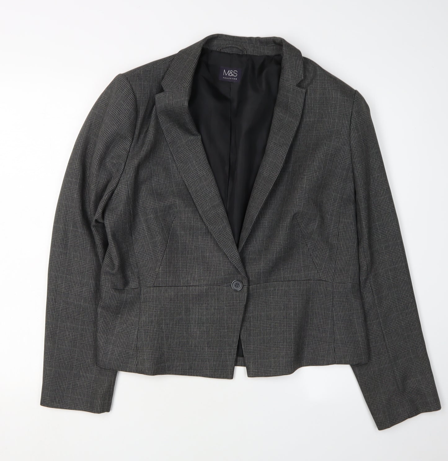 Marks and Spencer Women Grey Check Blazer Size 16