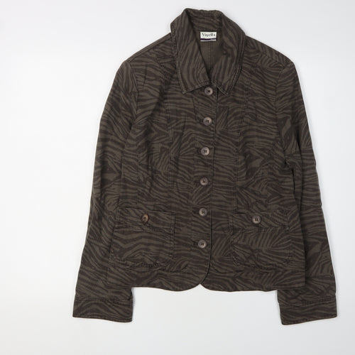 Viyella Women's Brown Petite Animal Print Jacket (Size 10)