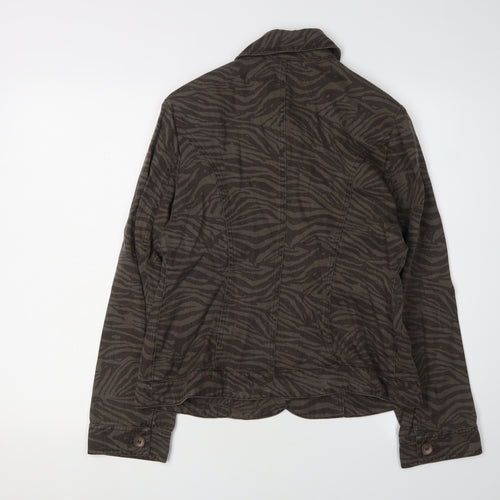 Viyella Women's Brown Petite Animal Print Jacket (Size 10)