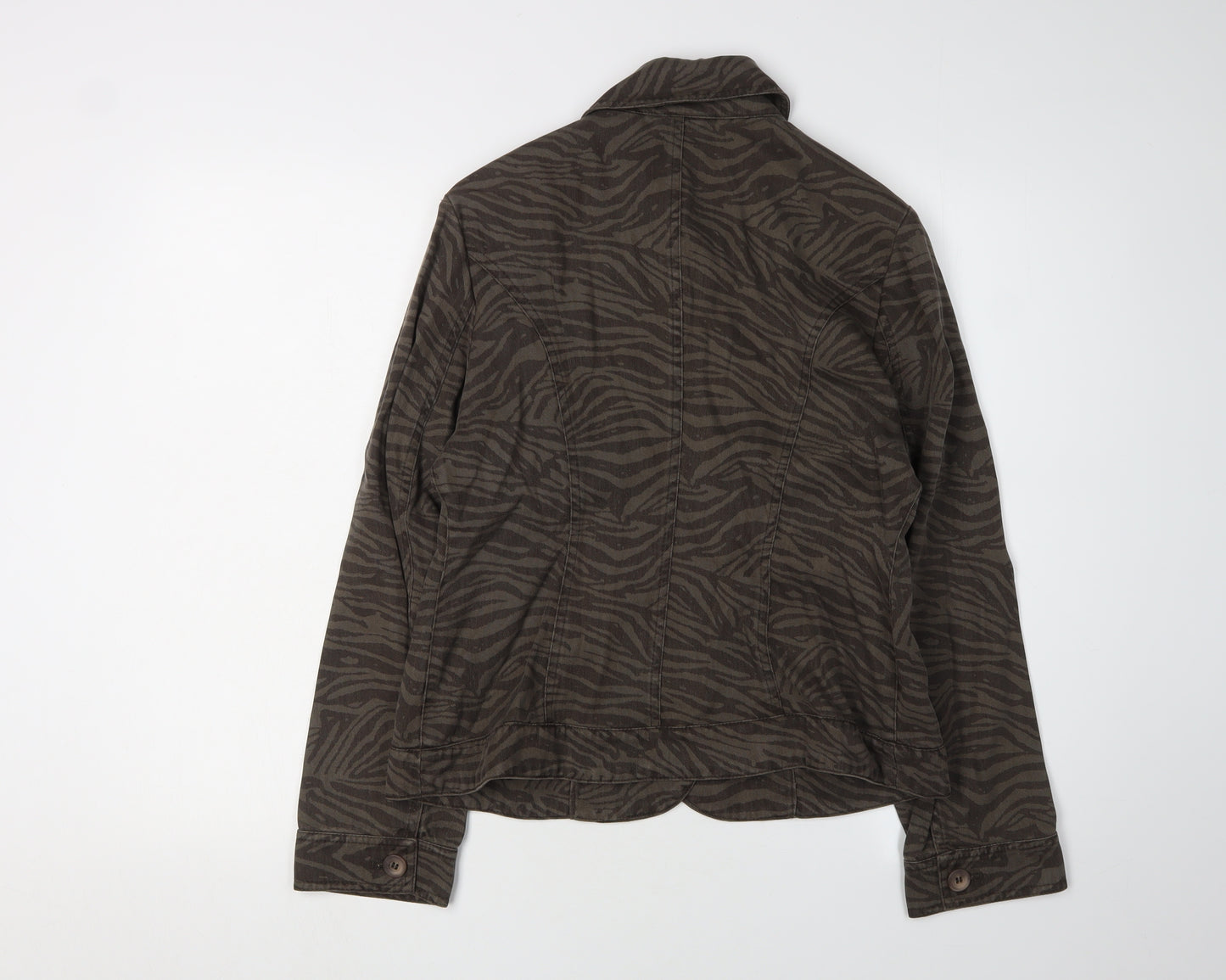 Viyella Women's Brown Petite Animal Print Jacket (Size 10)