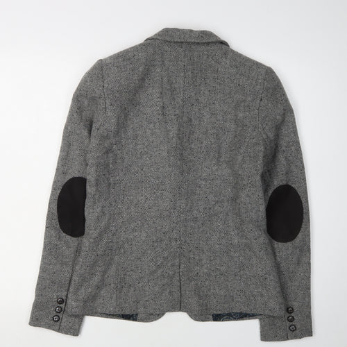 H&M Women's Grey Blazer, Size 10, Two-Button Tweed