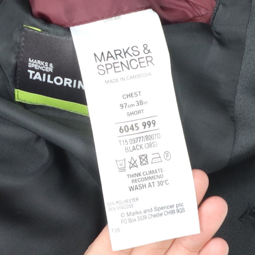 Marks and Spencer Men's Black Tuxedo Jacket 38S, Shawl Lapel
