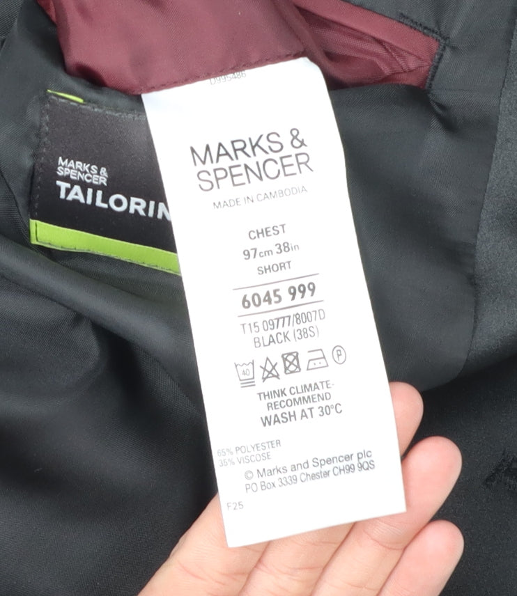 Marks and Spencer Men's Black Tuxedo Jacket 38S, Shawl Lapel