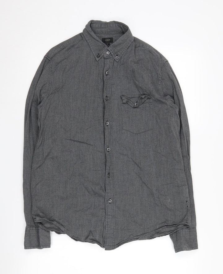 J. Crew Men's Grey Button-Up Shirt, Medium