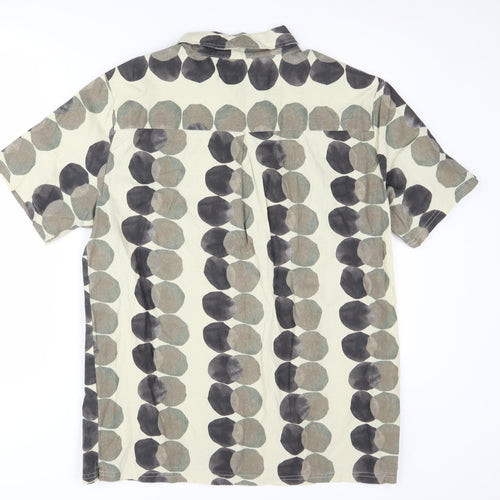 Native Youth Men's Beige Geometric Short Sleeve Shirt L