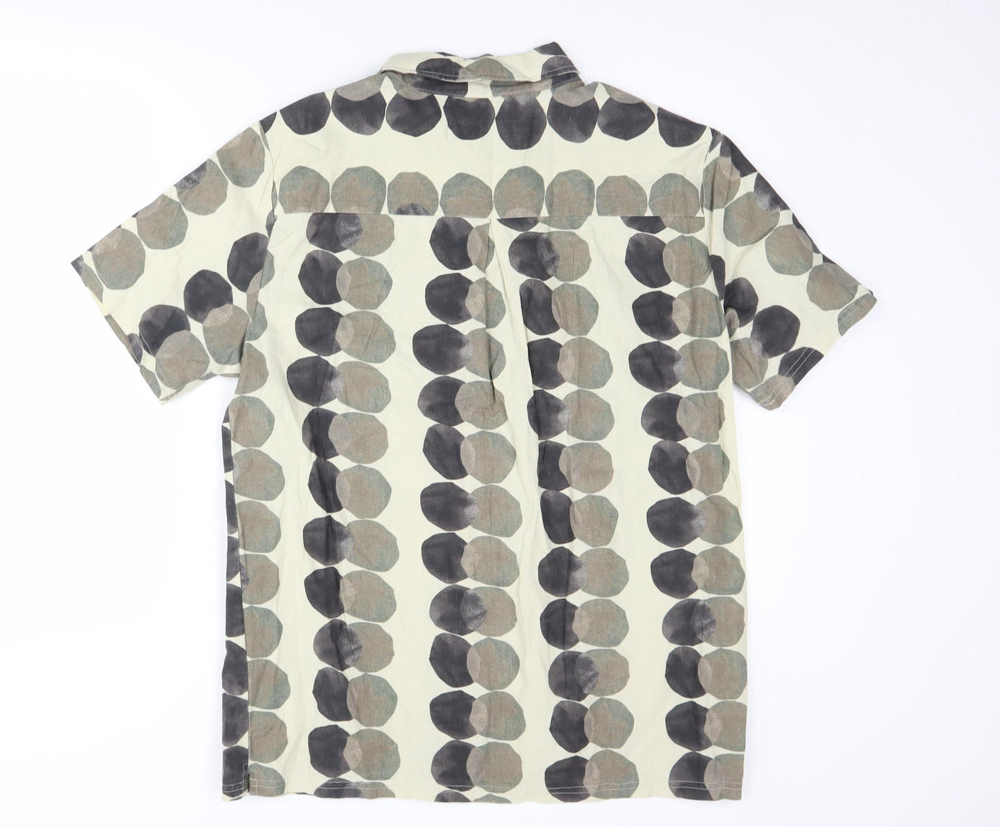 Native Youth Men's Beige Geometric Short Sleeve Shirt L