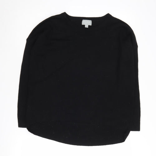 Pure Collection Women's Black Wool Cashmere Pullover Jumper Size 12