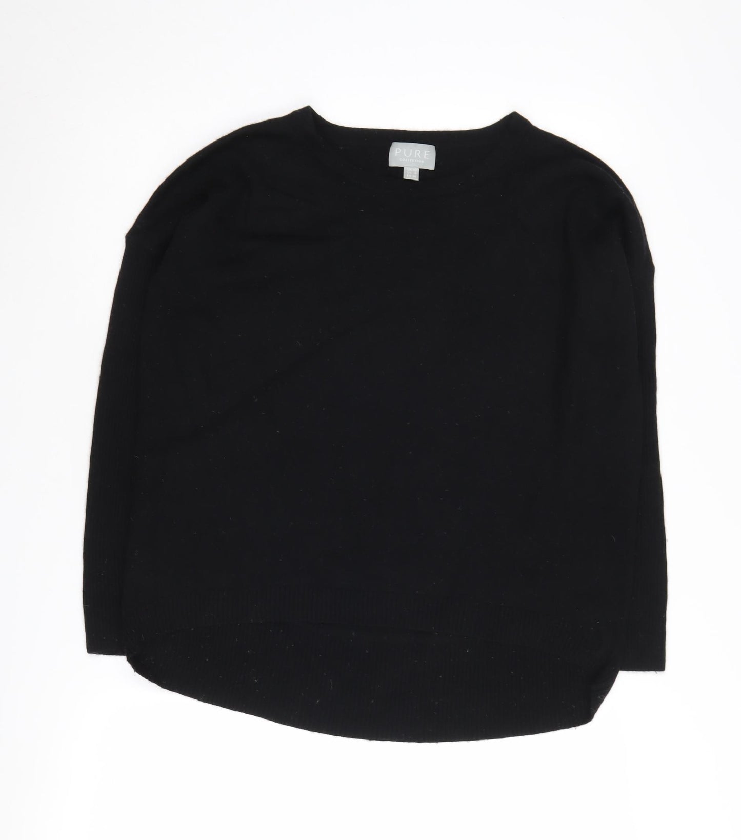 Pure Collection Women's Black Wool Cashmere Pullover Jumper Size 12
