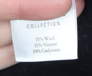 Pure Collection Women's Black Wool Cashmere Pullover Jumper Size 12