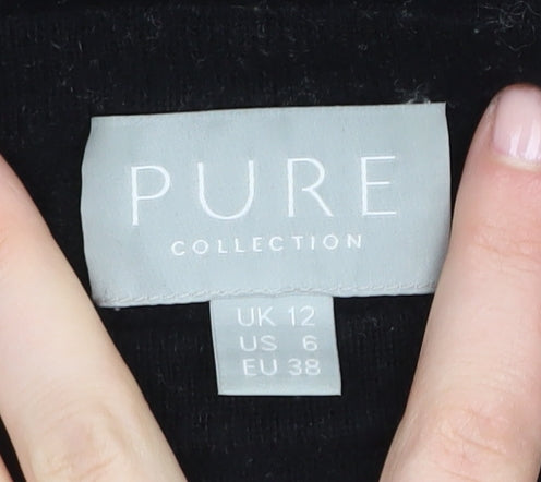 Pure Collection Women's Black Wool Cashmere Pullover Jumper Size 12