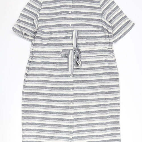 Marks and Spencer Women's Grey Striped Shirt Dress Size 14